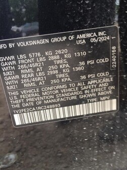 Salvaged Cars 2024 Volkswagen Atlas Cross Sport