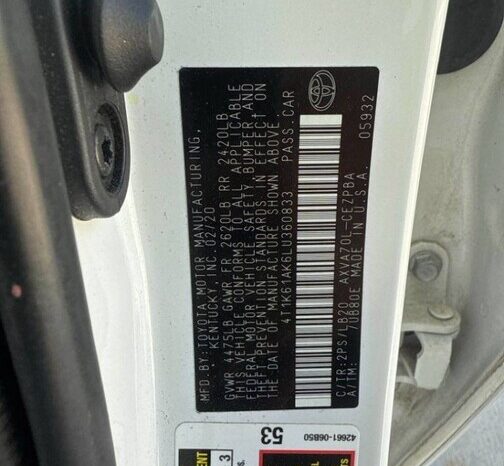 
								Salvaged Cars 2020 Toyota Camry full									