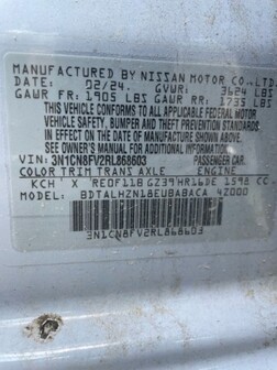 Salvaged Cars 2024 Nissan Versa